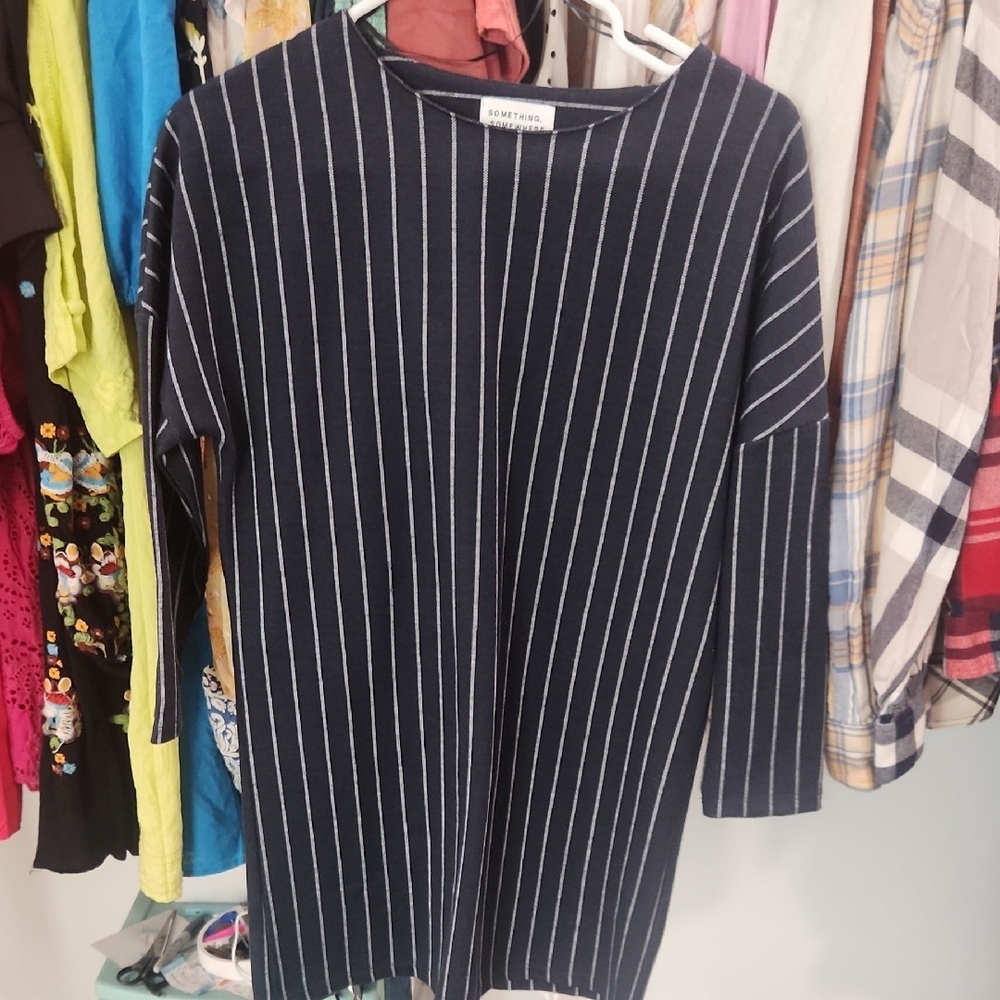 SOMETHING SOMEWHERE Striped Long Sleeve Dress